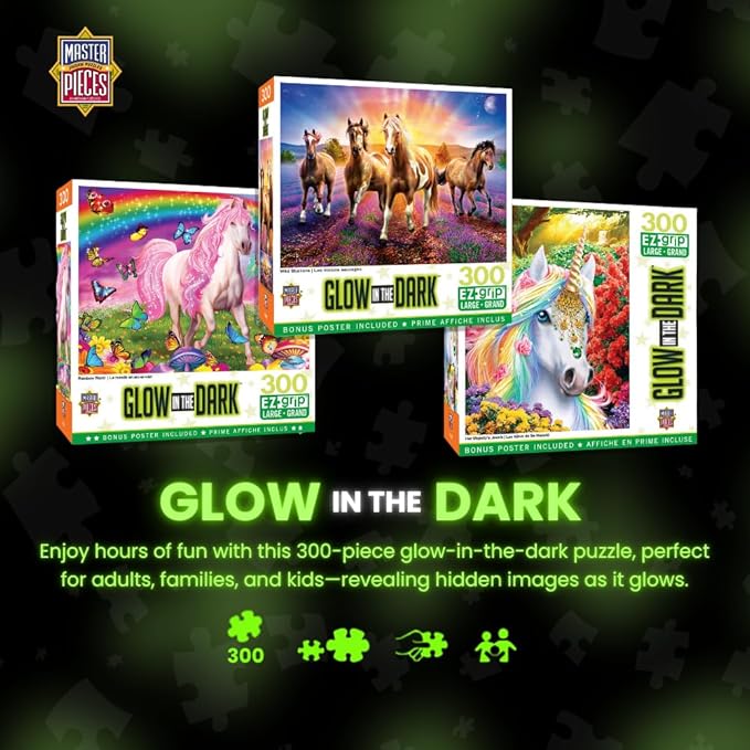 Masterpieces 300 Piece EZ Grip Glow in the Dark Jigsaw Puzzle - Rainbow World - 18"x24"