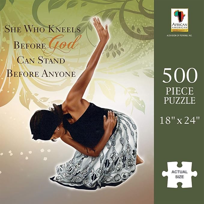 African American Expressions - She Who Kneels Puzzle – 500-Piece Inspirational African American Jigsaw Puzzle for Adults | Stunning Artwork Celebrating Faith and Resilience