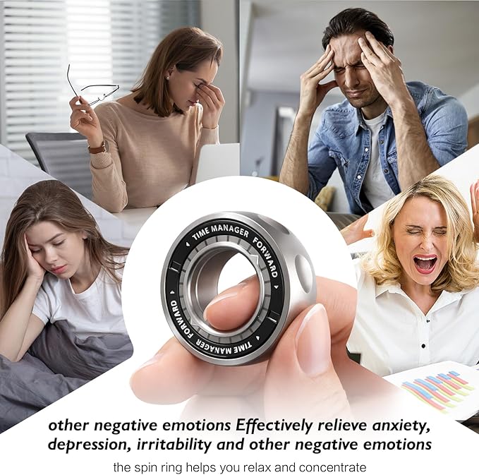 Upgraded Fidget Spinner for Stress Relief Magnetic Fidget Ring Toy with Mechanical Sound Sensory Stress Toys Anxiety EDC Relief Slider Tool Figette for Adults & Teens,Kids,Grey