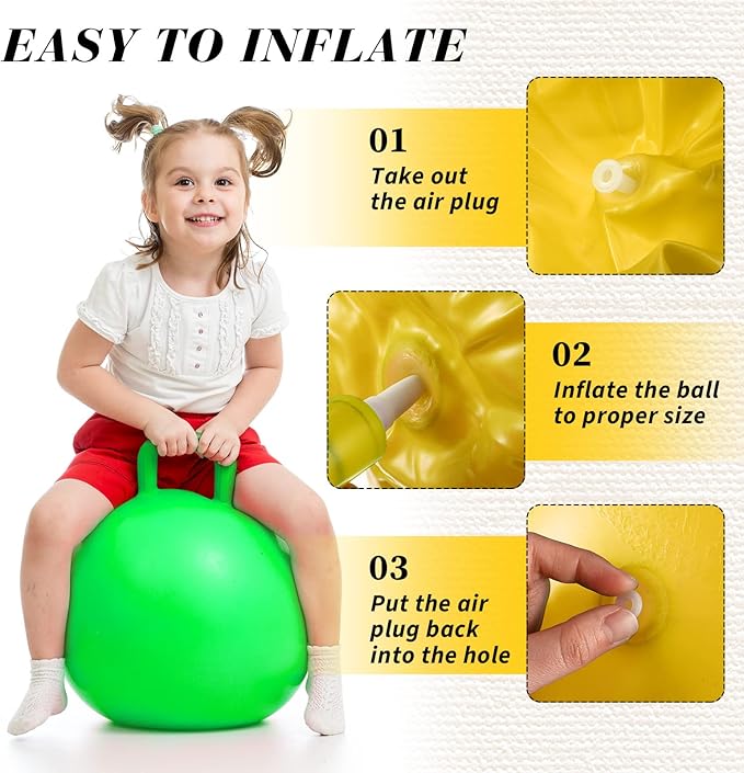 Sratte 6 Pcs Hopper Ball with Handle Bouncing Marble Bouncy Balls Hopping Toys Inflatable Jumping Toy for Jumping Sport Hop Boys Girls Gifts Party Favors(Cute Color)