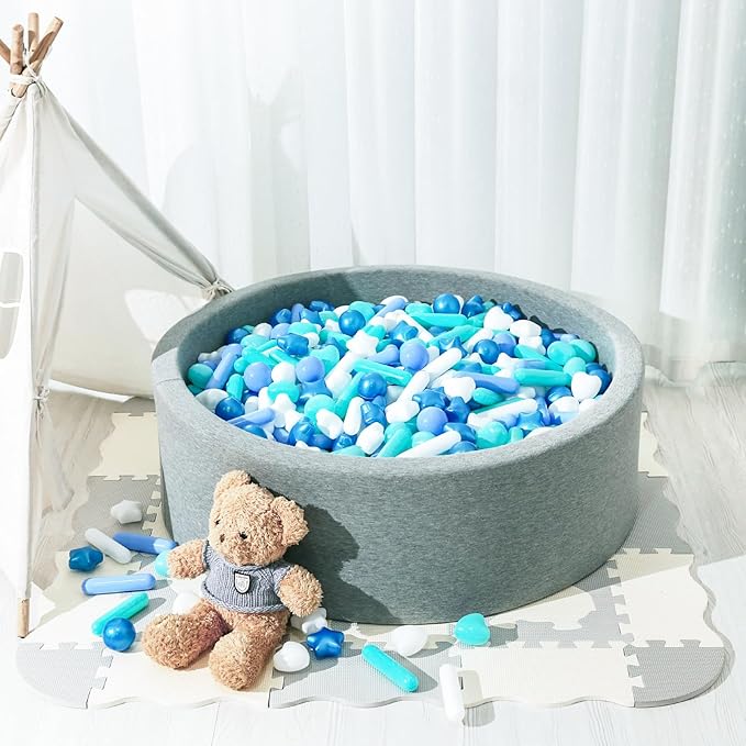 STARBOLO 150 200 500Pcs Ball Pit Balls Stars Hearts Strips, Blue Balls for Ball Pits, Children's Pool Water Toys for Baby Pool, Play Toy Balls for Kids Toddler Birthday Party Decoration