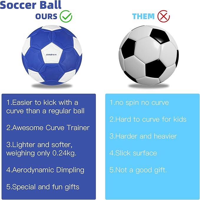 Curve Soccer Ball Size 4, Swerve Soft Balls for Outdoor and Indoor,Size 4 Soccer Ball for Boys and Girls