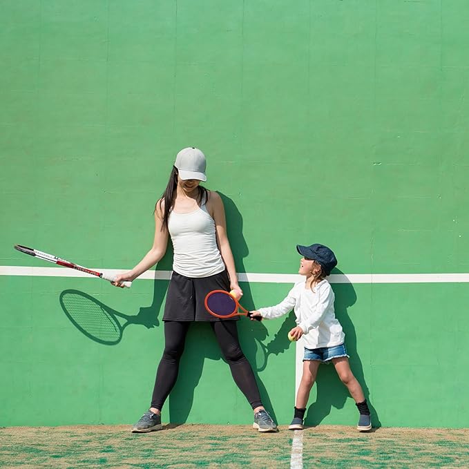Crefotu Kid Tennis Racket Set for Toddler,Children,Sponge Handle, includes 6 Badminton, 1 Tennis Ball, Bag and 2 Balls - Increase Children's Sports,Improve Tennis Skills