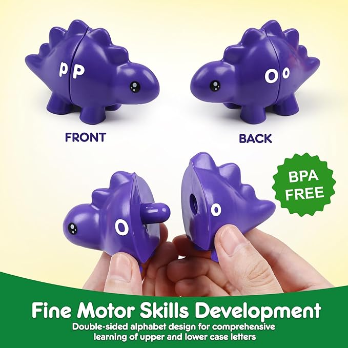 Dinosaur Toys for Kids 3-5,Alphabet Learning Toys,Montessori Preschool Educational Learning ABC Uppercase Lowercase Dino Puzzles Matching Games for Toddlers Boys Girls