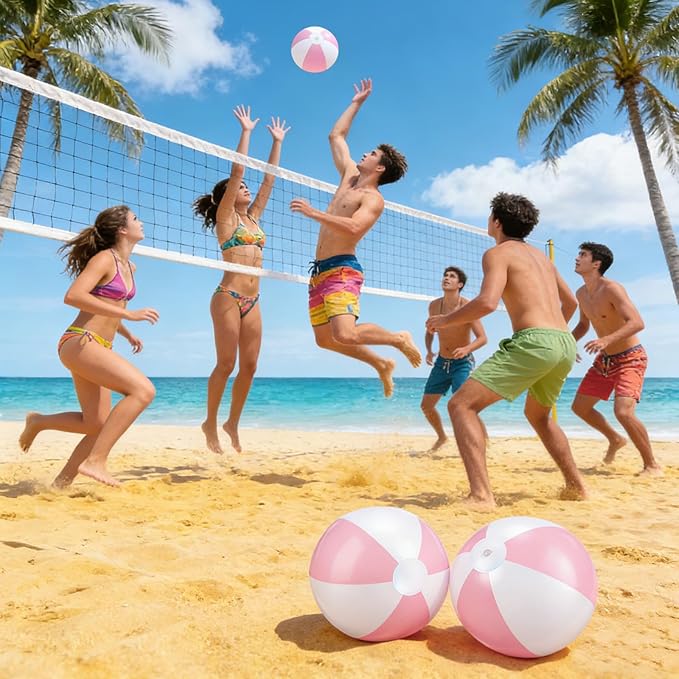 4 Pcs 16 Inch Inflatable Beach Balls Bulk Large Pastel Inflatable Decorated Ball Party Ornaments for Summer Swimming Pool Party Birthday Favors