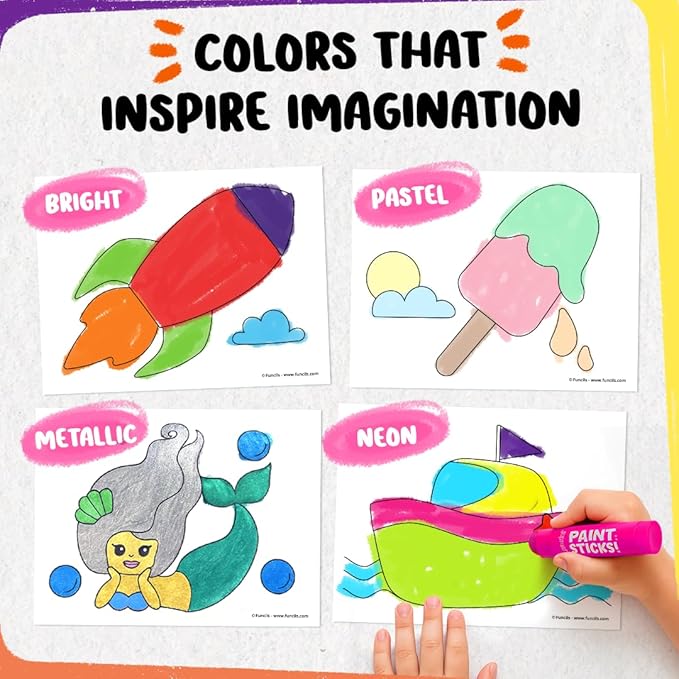 36 Washable Tempera Paint Sticks for Kids with Coloring Book | Non-Toxic Markers for Toddlers 1-3 | Works on Paper, Canvas, Wood, Cardboard - Craft, Art Supplies for Kids 3-5, Painting Crayons