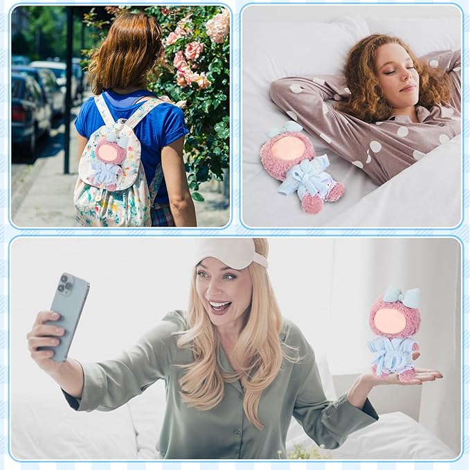 Simgoing 17cm Doll Clothes Pajamas Set with Pants Eye Mask Good Night Bedding Clothes Outfit Gifts Fits 17cm Dolls Accessories for DIY Dress up Lovers(Blue Bowknot)