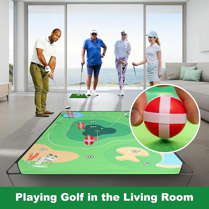 70"x70" Golf Chipping Game Practice – Portable Training Game for Indoor & Outdoor Use, Improve Short Game Accuracy for Adults, Juniors & Beginners