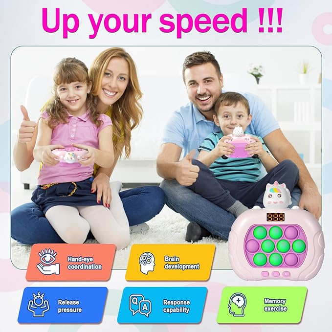 Blackma Fast Push Light Up Fidget Toys for Kids, Handheld Puzzle Game Sensory Toys, Christmas Toys Gifts for 3-12 Year Old Boys Girls (Unicorn)