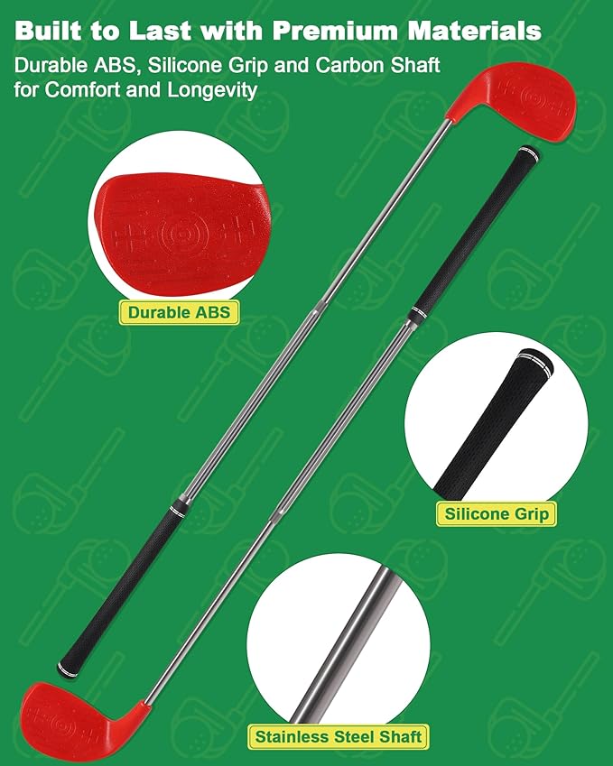 HOTWIND 2 Pack Adjustable Golf Clubs Dual-Length 16.54”or 36.65” for Backyard Golf Game with 5”x 3.5” Oversize Head Telescopic Aluminum Shaft for Adults Play Outdoor Golf Yard Game in Parks and Yards