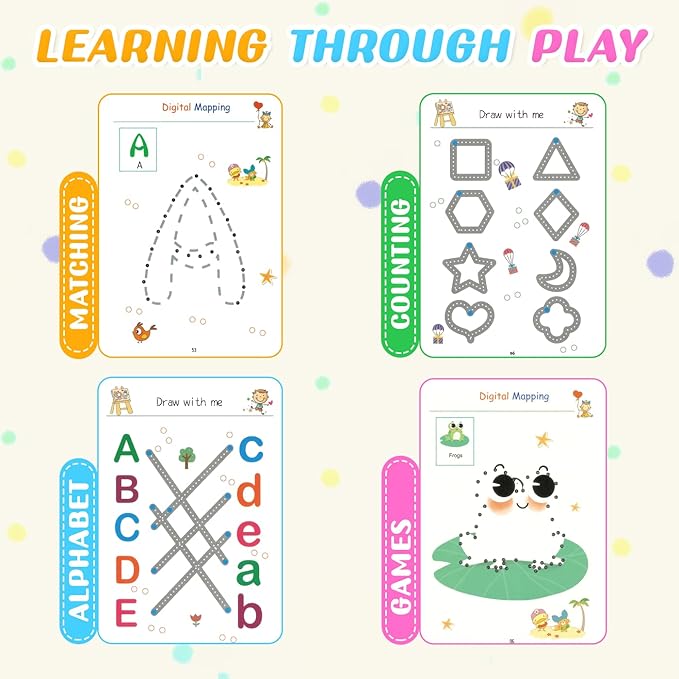 Fabeto Preschool Learning Activities, Letter Tracing Books for Kids Ages 3-5, Writing Practice for Toddler Busy Book, Montessori Educational Workbook for Kindergarten, Autism ABC Learn to Write Toy