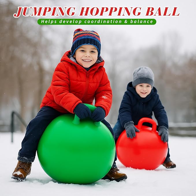 Sratte 6pcs Hopper Ball with Handle Bouncing Marble Bouncy Balls Hopping Toys Inflatable Jumping Toy for Jumping Sport Hop Boys Girls Gifts Party Favors (Pure,Classic Color)