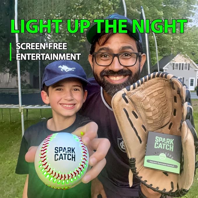 SPARK CATCH Light Up Baseball, Glow in The Dark Baseball, Sports Gear Accessories Gifts for Boys 8 9 10 11 12 13 14 15 Years Old, Kids Teens All Ages Gift Ideas
