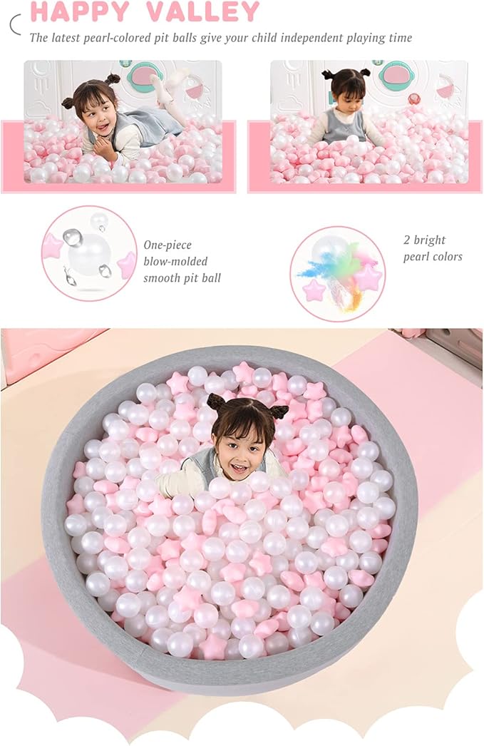 STARBOLO Ball Pit Balls for Toddlers Pack of 100 200 500 - BPA&Phthalate Free Non-Toxic Crush Proof Soft Plastic Balls for 1-5Years Old Toddlers Girl Kids Birthday Pool Playpen Tent Party