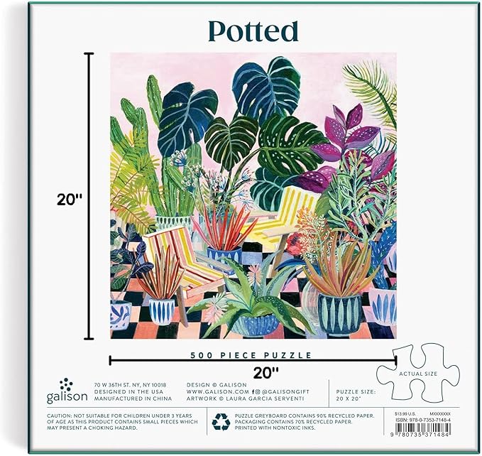 Galison Potted 500 Piece Puzzle from Galison - Fun and Challenging 500 Piece Puzzle, Colorful Botanical Illustrations, Thick and Sturdy Pieces, Idea