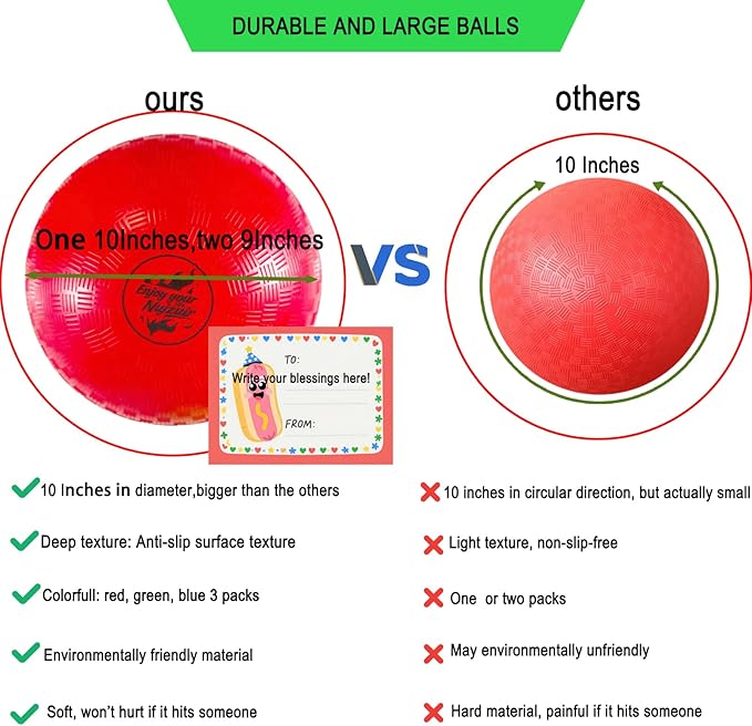 10 Inch Dodgeball Balls Playground Ball Kickball Handball for Kids for Indoor Outdoor Games Four Square Balls Rubber Bouncy Balls Includes Pump