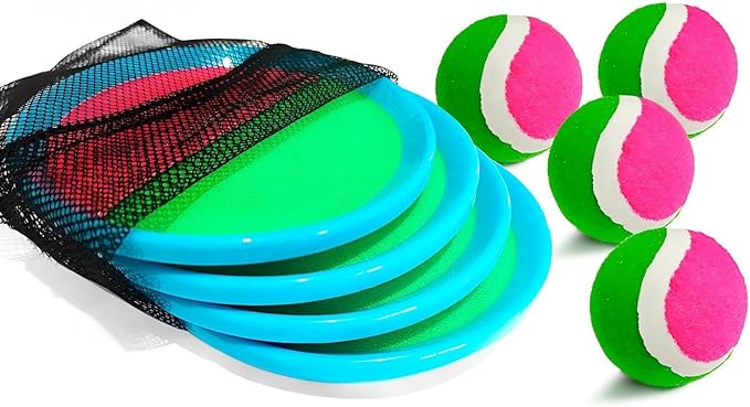 Jalunth Ball Catch Set Games Toss Paddle - Pool Beach Toys Back Yard Outdoor Games Backyard Throw Sticky Set Age 3 4 5 6 7 8 9 10 11 12 Years Old Boys Girls Kids Adults Family Easter Gifts Azure