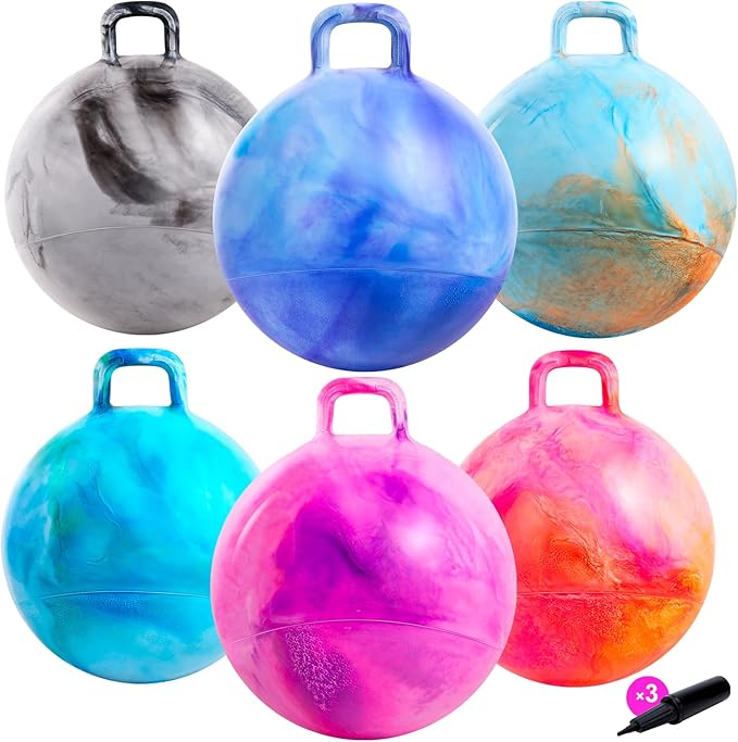 ZOOJOY 6pcs Hopper Balls for Kids 3-8, 18in Clouds Bouncy Ball with Handle, Sit on Hopping Toys for Sport/School/Team Indoor Outdoor Play Toys, Easter Basket Stuffers Gifts for Girls Boys 3 4 5 6 7 8