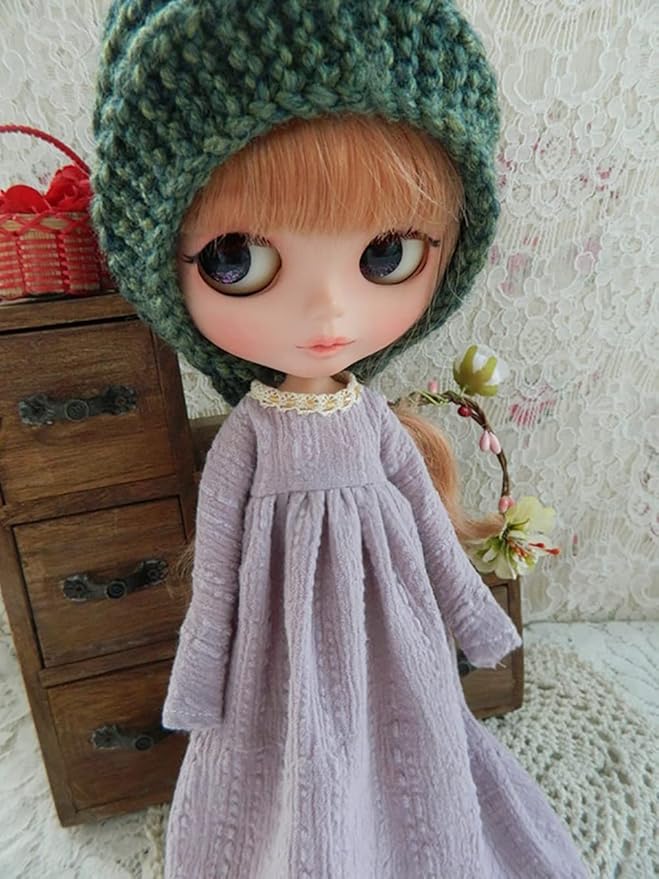 Doll Clothing Extra Long Robe for Blyth,Ob24,Licca,Azone BJD Doll Clothes Toys Accessories Gifts (Gray Purple) (Only Clothes)