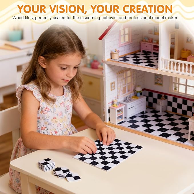 NUOBESTY 18Pcs Dollhouse Floor Sheet Mini Floorboard Wood Dollhouse Flooring Decoration Doll House Furniture Accessories