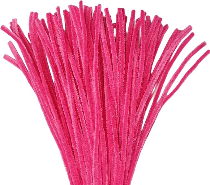 Dark Pink Chenille Stems, 12 Inch Colored Craft Supplies, 200 Pcs Pastel Pipe Cleaners for Crochet Projects, Holiday Wreath, DIY Art