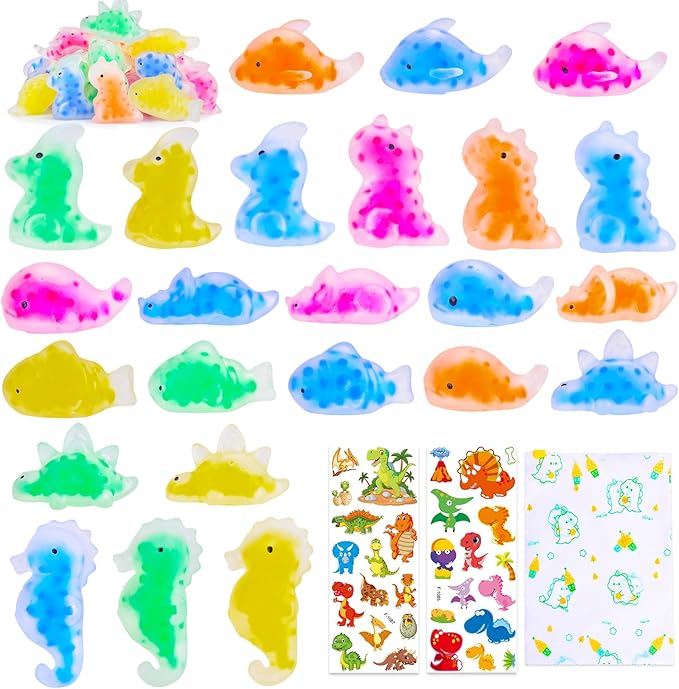 LEEHUR 24PCS Kawaii Squishies Mochi Squishy Toys for Party Favors Goodie Bags Stuffers, Stress Relief Squeeze Squishy Fidget Toys for Classroom Prizes Birthday Easter (24 Animal)