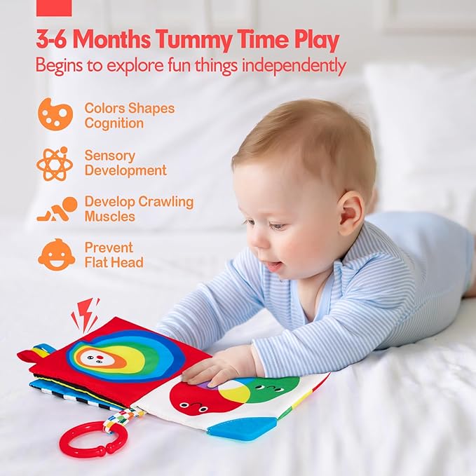 hahaland Baby Books 0-6 Months - 2PCS Infant Toys 0-6m Tummy Time Babies Toy Newborn Toys High Contrast Visual Development Sensory Book Baby Girl Boy Shower Birthday Easter Basket Stuffers