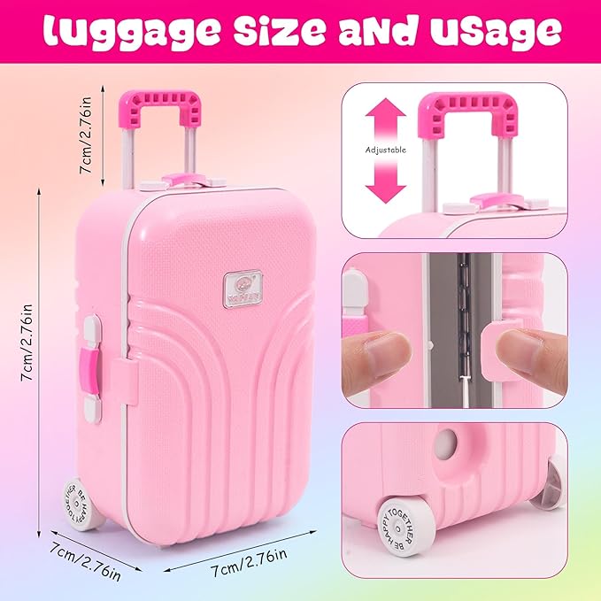American 18 Inch Doll Accessories Sleepover Pajama Set with Travel Suitcase, Doll Accessories Bundle, Wigs, Sunglasses, U-Shaped Unicorn Pillow(No Doll)