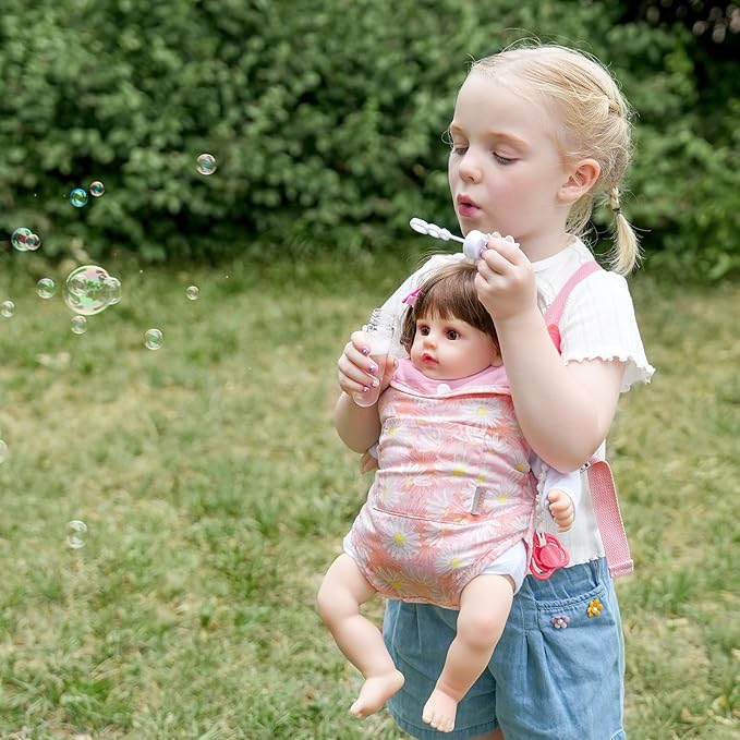GAGAKU Baby Doll Carrier for Toddlers, Doll Carrier for Little Girls, Toy Baby Dolls Sling for Kids, Reborn Baby Doll Accessories - Calendula Flowers