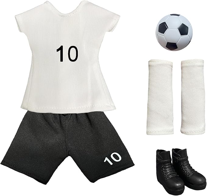 Sport Christmas Elf Accessories for Elf Doll Clothes Included Jerseys, Shorts, Shoes, Soccer Ball and shin Guard (Soccer)