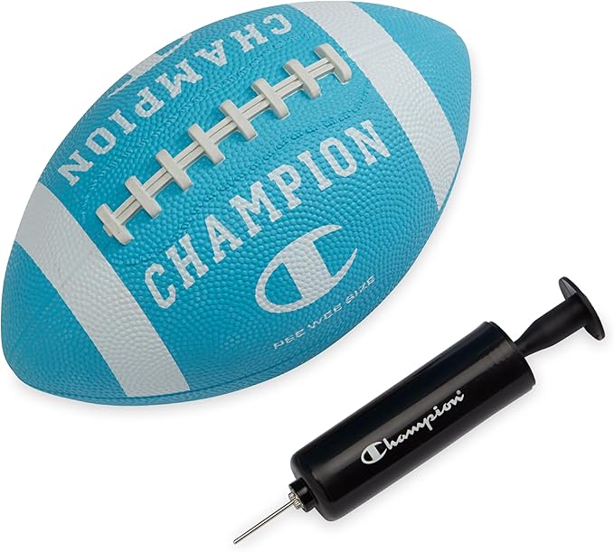 Champion Blitz Football, All-Weather Football, Enhanced Grip, Durable Rubber Cover and Molded Laces, for Outdoor Sports & Training, Includes 6 Ball Pump