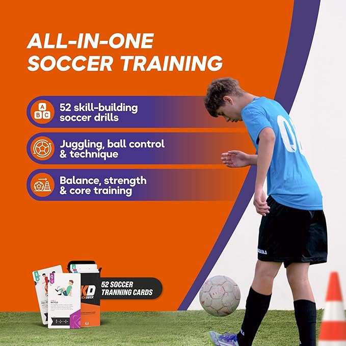 KickDeck - 52 Card Soccer Training Program for All Skill Levels and Ages - Comprehensive Skill Development and Fun Workouts