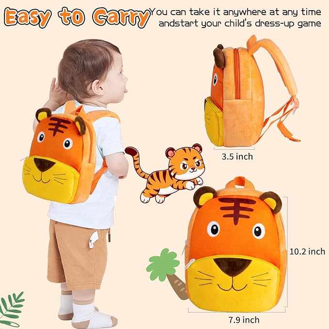 9 PCS Reborn Baby Doll Clothes Tiger Outfit Accessories for 20-22 Inch Reborn Dolls Newborn Baby Clothing Set with Backpack