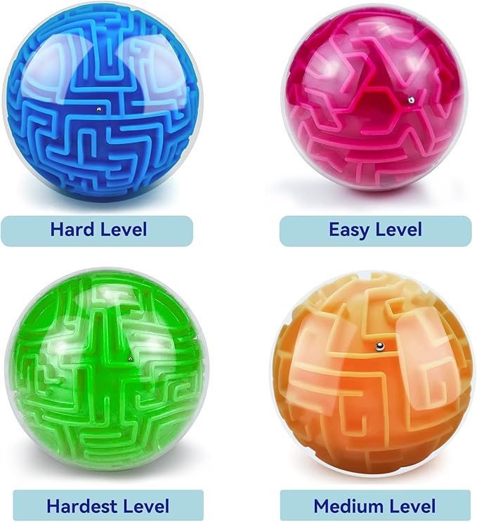 YongnKids 3D Puzzle Toy, Memory Maze Ball Puzzle Toy Gifts for Kids Adults -Low Difficulty Hard Challenges Game Tiny Balls Brain Teasers Game, Red