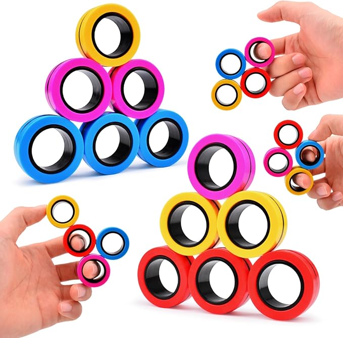 Cevioce Easter Basket Stuffers,12 PCS Magnetic Rings Fidget Toys Set for Adults Boys Teens,ADHD Anxiety Fidget Spinner Magnetic Ring Stress Relief Toy Kids Birthdays Gifts for 8 9 10 11 12+ Year Old