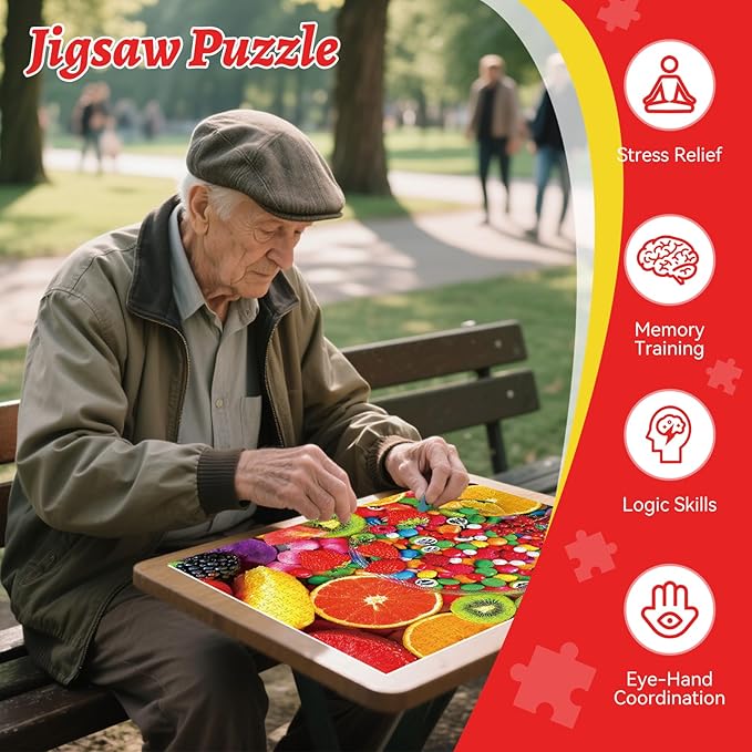 300 Piece Puzzles for Adults, 300 Piece Puzzles for Adults Elderly Large Piece, Fruit Candy Jigsaw Puzzle Funny Gift for Adult Kids Senior Challenging Family Games Toy, 20.5 X 15 in