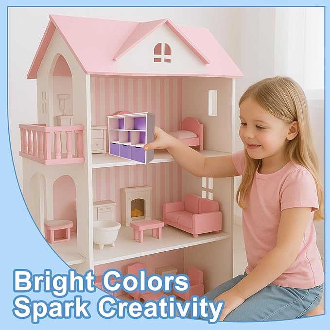 1:12 Scale Dollhouse Bookshelf, Elegant Doll House Book Shelf with Functional Storage, Perfect Doll House Accessories for Living Room or Bedroom