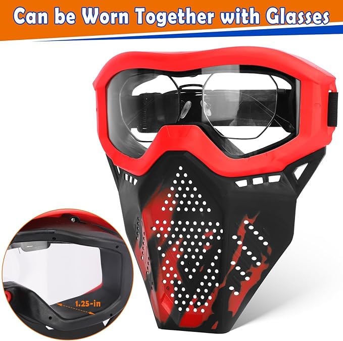 POKONBOY 4 Pack Tactical Mask for Kids, Safety Goggles Compatible with Nerf Rival, Apollo, Zeus, Khaos, Atlas, & Artemis Blasters Age 8+ Years Old