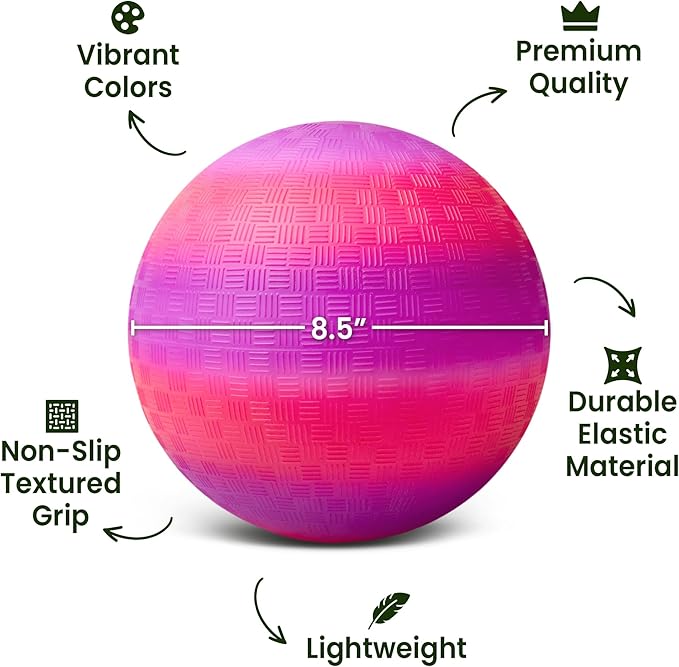 Pack of 7 with 2 Pumps & 4 Pins, Bouncy Balls for Kids –Dodgeball Set 8.5 Inch Playground Balls – Colored Official Size for Dodge Balls, Kickball, Handball, Camps and Schools