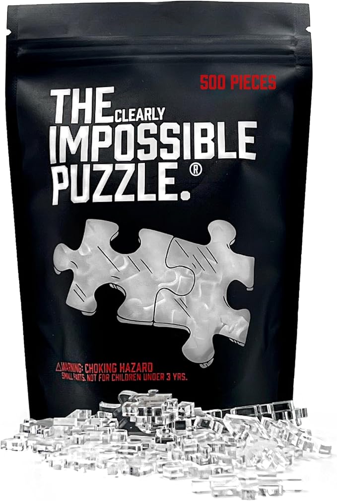 CM Originals The Clearly Impossible Puzzle 500 Pieces Hard Puzzle for Adults (Acrylic, Jigsaw, 18.75x11 inches, 1 Pound, Made in USA)