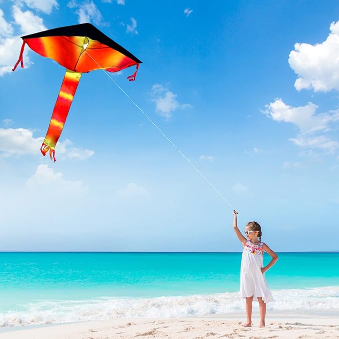 Joyin 3PCS Delta Kites for Adults & Kids, Easy to Fly Multicolor Kite with 262.5ft String, Large Beach Flying Toys for Family Activities, Outdoor Beach Games for Beginners Teens Adults