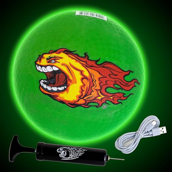 FIREBOMB LED Rubber Ball- Rechargeable Light-Up Ball for Dodgeball, Kickball, Handball, Four Squrae, Playground Nighttime Fun Glowing Sports Ball for All Ages