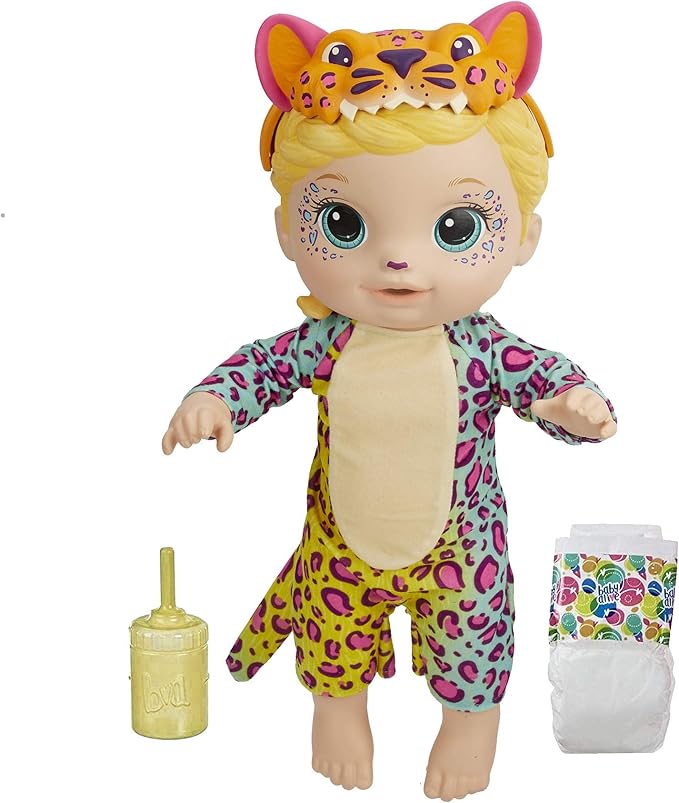 Baby Alive Rainbow Wildcats Doll, Leopard, Accessories, Drinks, Wets, Leopard Toy for Kids Ages 3 Years and Up, Blonde Hair