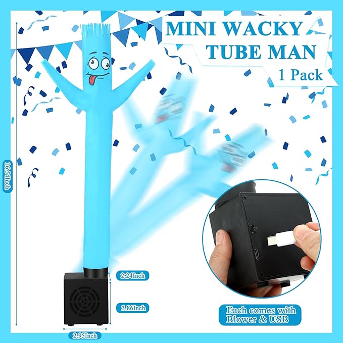 Poen Easter Gifts for Kids Mini Wacky Waving Inflatable Tube Guy with Blower Gag Toy Gift Inflatable Tube Man Birthday Desktop Decor Dancing Blow up Man for Office Party Decor(Quirky)