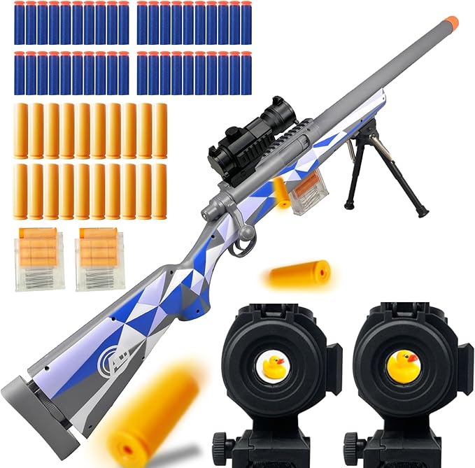AGM MASTECH M24 Foam Blaster, Shell Ejecting, Safety Switch, Adjustable Stock 41.8 Inch, Scope, 40 Darts, 20 Casings, 2 Mags, Tactical Game Gear for Teens 14+ years Adults