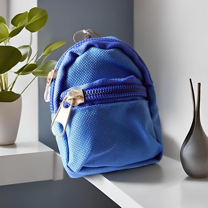 Blue Mini Doll Backpack School Bag Model Dollhouse School Accessory for 1/6 Scale Décor,Simulation Mini School Bag Model,Dollhouse Accessories,Lightweight and Cute Doll Accessory