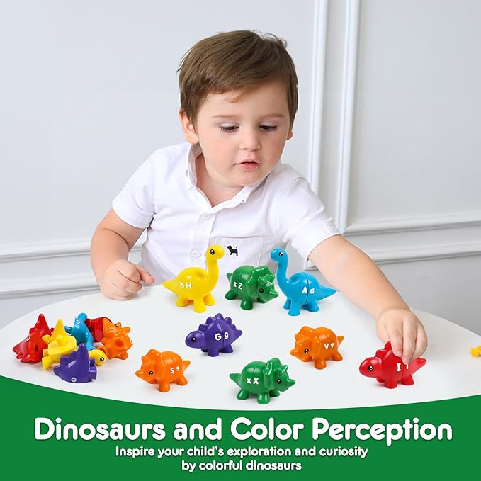 Dinosaur Toys for Kids 3-5,Alphabet Learning Toys,Montessori Preschool Educational Learning ABC Uppercase Lowercase Dino Puzzles Matching Games for Toddlers Boys Girls