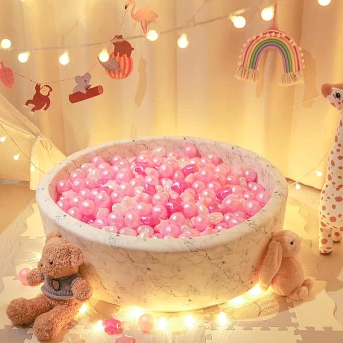STARBOLO Star Ball Pit Balls for Ball Pits - 500pcs Plastic Toy Balls Phthalate Free BPA Free Crush Proof Play Balls Play Tent Pool Playhouse, Party Custom Friendship Banner Decoration.