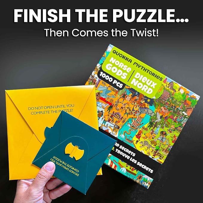 QUOKKA 1000 Piece Jigsaw Puzzle for Adults Norse Gods – Puzzles for Adults 1000 Pieces Premium Box Packaging - Extra Fun with Hidden Secrets & Audio Story – Perfect Relaxation & Creativity & Gift