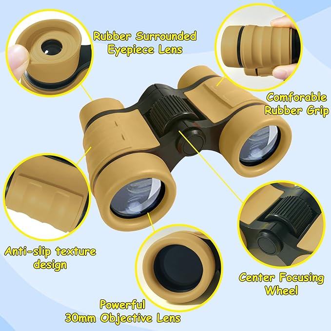 ESSENSON Binoculars for Kids Toys Gifts for Age 3-12 Years Old Boys Girls Kids Telescope Outdoor Toys for Sports and Outside Play Hiking, Bird Watching, Travel, Camping, Birthday Presents (Desert)
